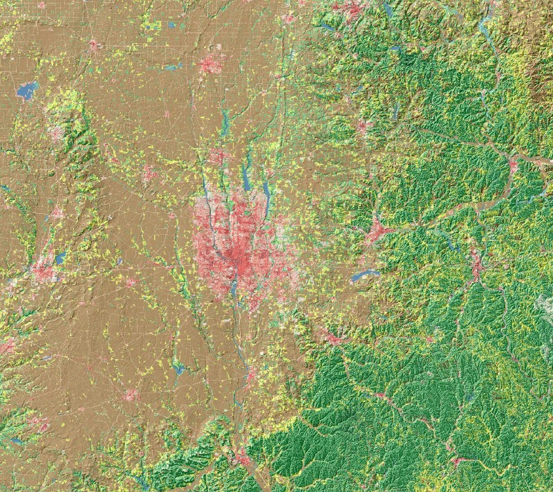 Map of land cover use augmented by elevation